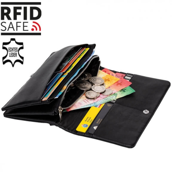 welltravel Damen-Portemonnaie mit RFID-Schutz schwarz