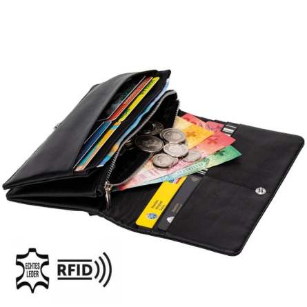 welltravel Damen-Portemonnaie mit RFID-Schutz schwarz