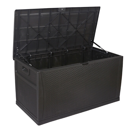 TEDURA Kissenbox Kunststoff-Rattandesign, schwarz