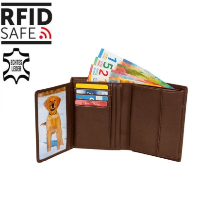 welltravel Portefeuille en cuir
avec protection RFID, brun